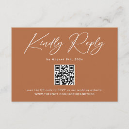 Boho bränd orange bröllop RSVP QR-kod Tilläggskort