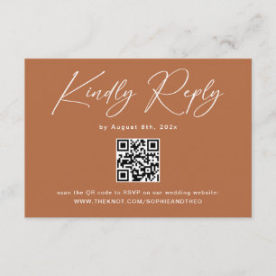 Boho bränd orange bröllop RSVP QR-kod Tilläggskort