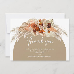 Boho bränd orange terrakotta koppar blomsterbåge t tack kort