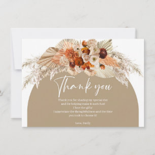 Boho bränd orange terrakotta koppar blomsterbåge tack kort