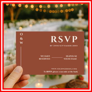 Boho Bränt Orange Bröllops QR RSVP-kort OSA Kort