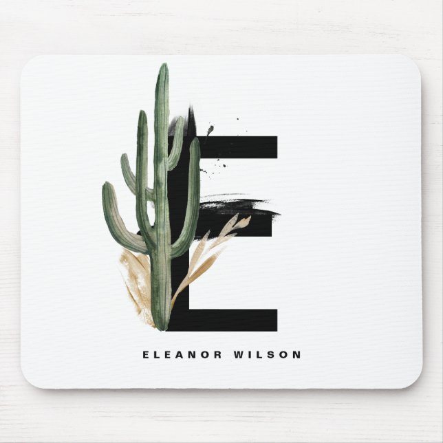 Boho Brev E Monogram | Tropical Cactus Monogram Musmatta (Framsidan)