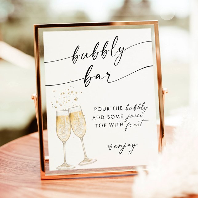 Boho Bridal Shower Bubbly Bar-skylt | Mimosa Bar Poster (Skapare uppladdad)