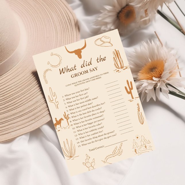 Boho Bride & groom trivia möhippa-spelkort Meddelande (Skapare uppladdad)