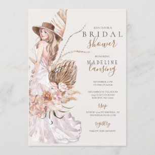 Boho Bride i Bröllop Gown-Möhippan Inbjudningar