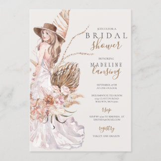 Boho Bride i Bröllop Gown-Möhippan Inbjudningar