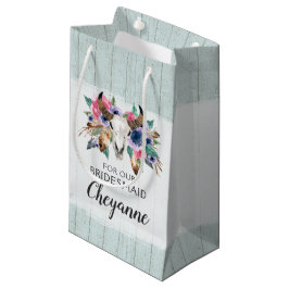 Boho Bridesmaid Gift Blommigt Cow Skull Favor Bag