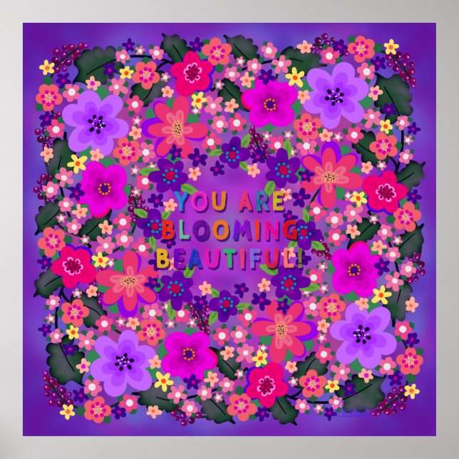 Boho Bright Big Benice Flowers Poster (Framsidan)