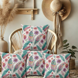 Boho Bright Feathers Dekorativ kudde