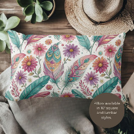 Boho Bright Feathers Lumbar Lumbarkudde