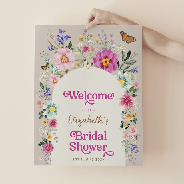 Boho Bright Flowers Möhippa Välkommen Poster (Skapare uppladdad)