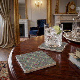Boho Broderi Båge Mönster Marmor Coaster Stenunderlägg