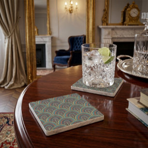 Boho Broderi Båge Mönster Marmor Coaster Stenunderlägg