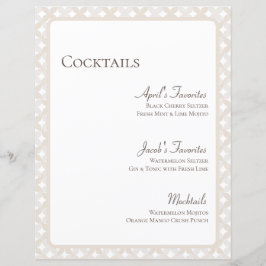 Boho Bröllop Anpassade 8.5X11 Cocktail Menu