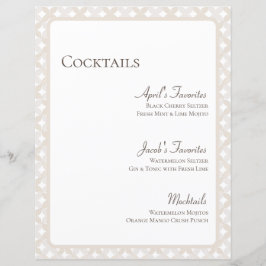 Boho Bröllop Anpassade 8.5X11 Cocktail Menu