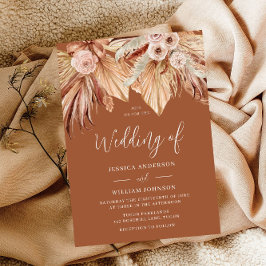 Boho Bröllop: Bohemian Terracotta Torkade Blommigt Inbjudningar