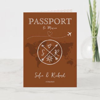 Boho Bröllop Destination Passport Karta Terracotta Inbjudan