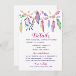 Boho Bröllop Details Feathers Lila Indian Inbjudningar