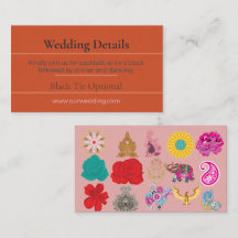 Boho Bröllop Detaljer Kort | Chic Blommig Lyx