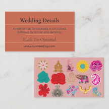 Boho Bröllop Detaljer Kort | Chic Blommig Lyx