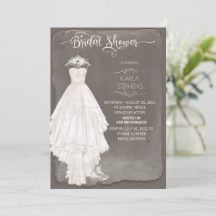 Boho Bröllop Dress Avslappnad Watercolor Design Sh Spara Datumet