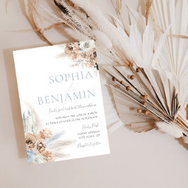 Boho Bröllop: Dusty Blue & Ivory Bohemian Blommigt Inbjudningar