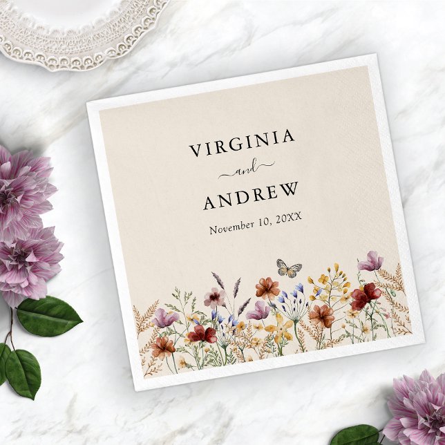 Boho bröllop med blomtema pappersservett (Floral Boho Wedding Napkins
)