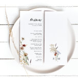 Boho Bröllop Menu Meny<br><div class="desc">Den här snyggt & elegant bröllop-menyn innehåller vackra,  handmålade,  vildblommor med vattenfärg som är arrangerade som en underbar bouquet-perfekt för vår,  sommar- eller fallbröllop. Sök efter matchande objekt i samlingen White Boho Wildblomma Bröllop.</div>