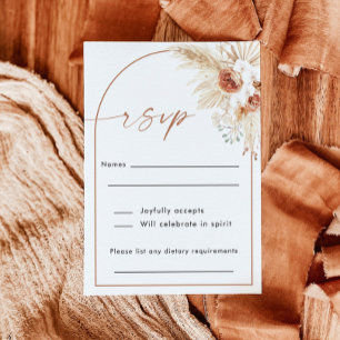 Boho Bröllop OSA Card Svarskort för Lodrät Tack Kort