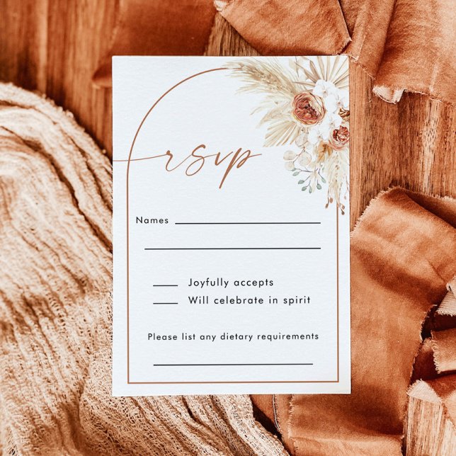 Boho Bröllop OSA Card | Svarskort för Lodrät Tack Kort (Skapare uppladdad)