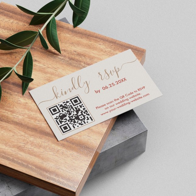 Boho Bröllop OSA-webbplats med QR-kod Tilläggskort (Skapare uppladdad)