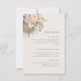 Boho Bröllop Pampas Gräs Palm Info Inbjudningar