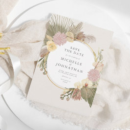 Boho Bröllop Pampas Grass Handflatan Orchid Blommi Spara Datumet