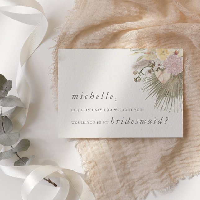 Boho Bröllop Pampas Grass Orchid Handflatan Protea Inbjudningar (Boho Wedding Pampas Grass Orchid Palm Protea Invitation)