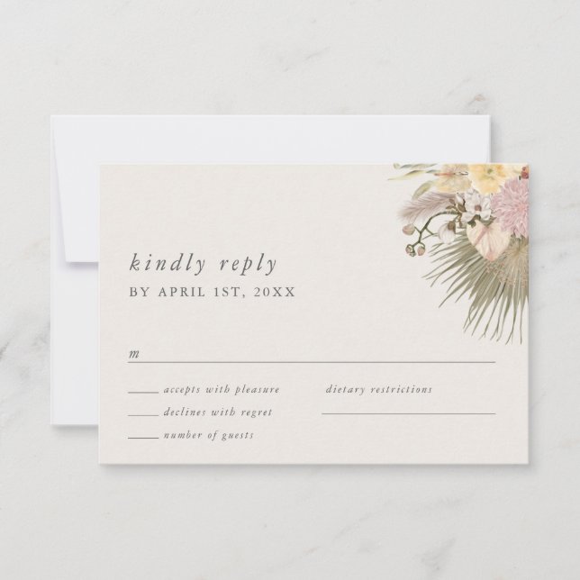 Boho Bröllop Pampas Grass Orchid Handflatan Protea OSA Kort (Framsida)