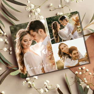 Boho Bröllop Photo Collage Tack vykort