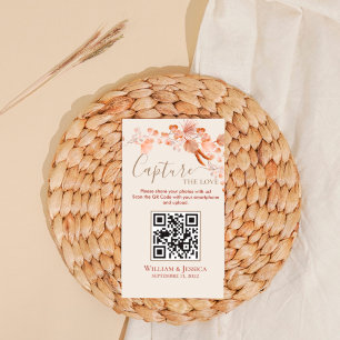 Boho Bröllop Photo Sharing Pampas Grass QR-kod Tilläggskort