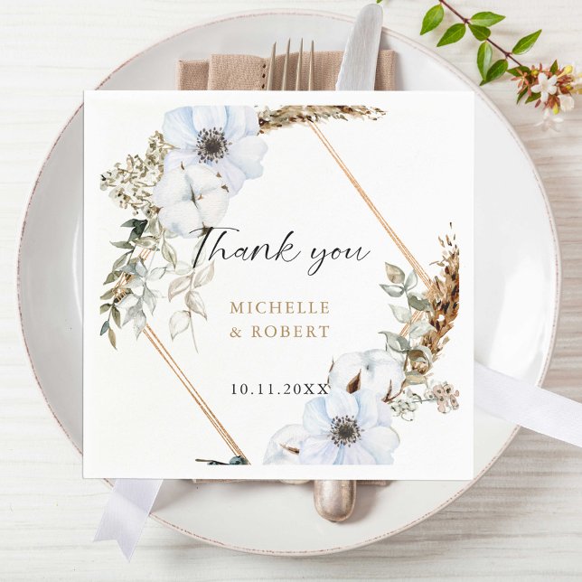 Boho Bröllop Ram Blommigt  Fall Wedding Elegant Pappersservett (Skapare uppladdad)