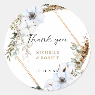 Boho Bröllop Ram Blommigt Fall Wedding Elegant Runt Klistermärke