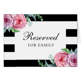 Boho bröllop reserverat tecken. Rosa trädgårdsblom OBS Kort