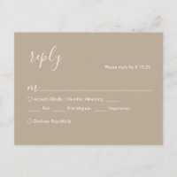 Boho bröllop RSVP-kort, måltidsalternativ