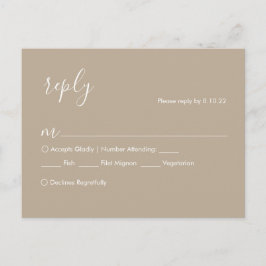 Boho bröllop RSVP-kort, måltidsalternativ Vykort