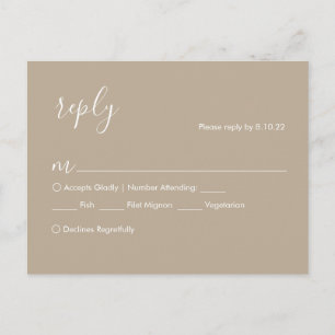 Boho bröllop RSVP-kort, måltidsalternativ Vykort