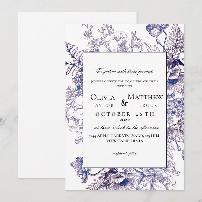 Boho Bröllop Rustic Elegant Modern Bröllop Inbjudningar (Fram/baksida)