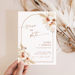 Boho Bröllop spara datum Inbjudan | Pampas Grass