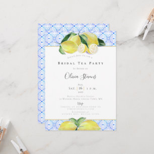 Boho Bröllops Tea Party Gula Citroner Shower Inbjudningar
