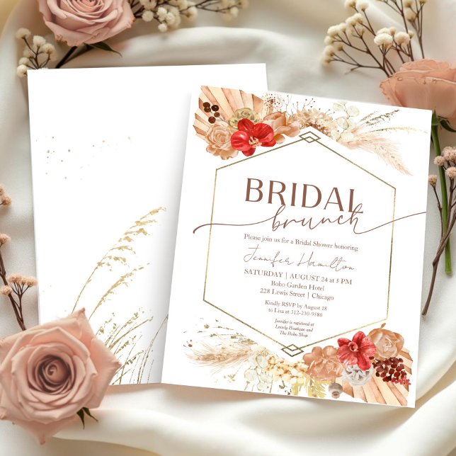 Boho Bröllopsbrunch Bröllopsfest Inbjudan (Skapare uppladdad)