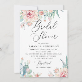 Boho bröllopsdusch | Akvarell Kaktus Blommor Inbjudningar