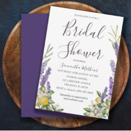 Boho Bröllopsdusch Citron & Lavendel Lövverk Inbju Inbjudningar