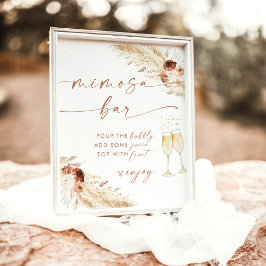 Boho Bröllopsdusch Mimosa Bar skylt | Pampasgräs